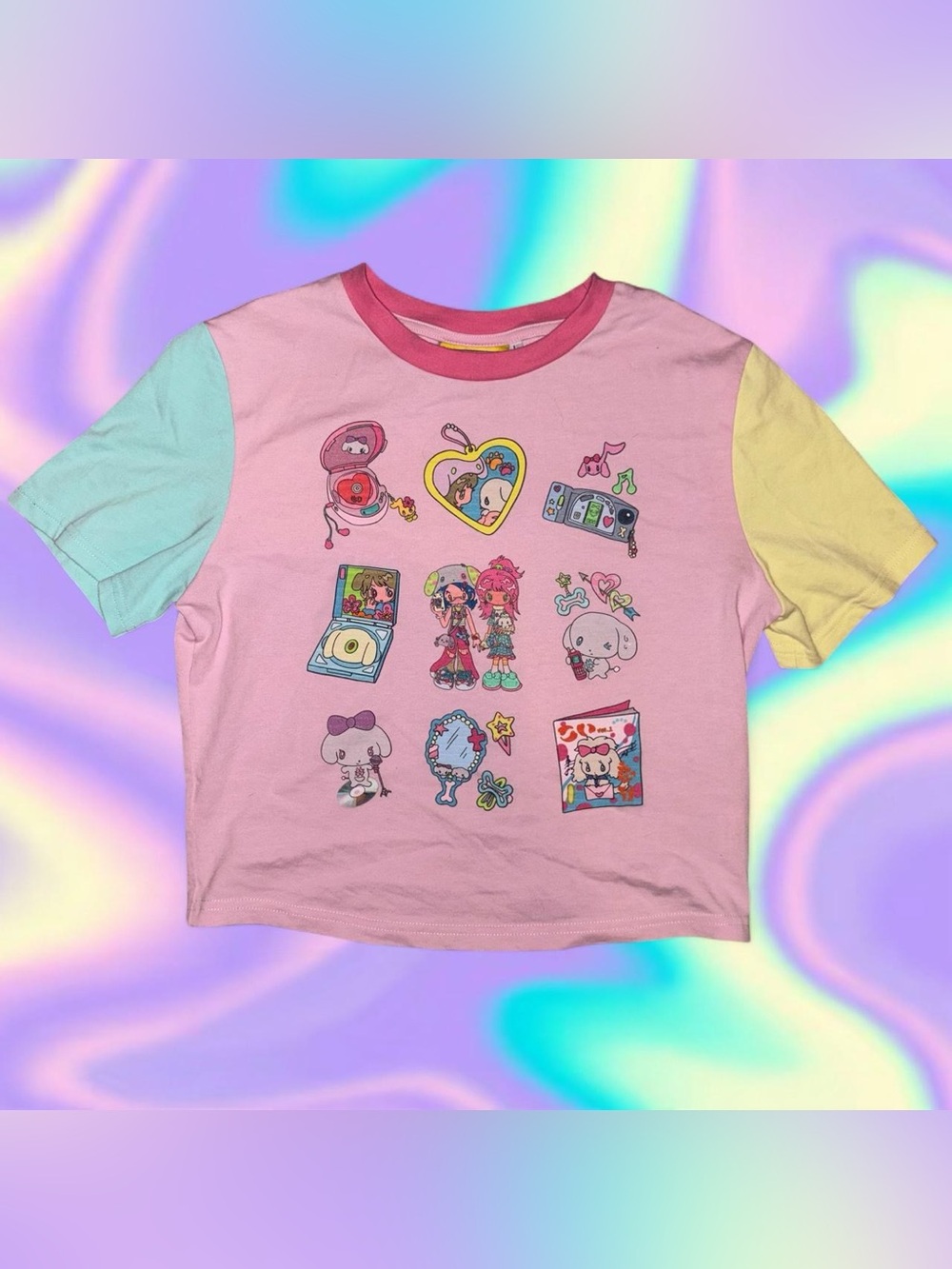 y2k style hashtag ddd puppy society sanrio inspired crop top
